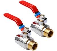 Lot de 2 robinets à boisseau sphérique 1/2" AG-IG, PN 40 en laiton avec poignée à levier, mâle sur femelle, robinet à boisseau sphérique pour eau, gaz, sanitaire, huile, raccord de tuyau