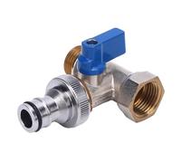 Lot de 2 robinets à boisseau sphérique quart de tour en T, filetage femelle G1/2 x filetage mâle NPT 3/8, interface filetée mâle, laiton, plaqué CR, pour ajouter des tuyaux d'eau, avec raccord de tube