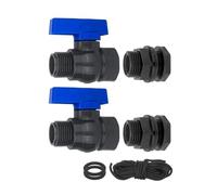 Lot de 2 robinets collecteurs d'eau de pluie avec robinets à boisseau sphérique en PVC et joints étanches en silicone pour barils, réservoirs, aquariums, joints en silicone durables