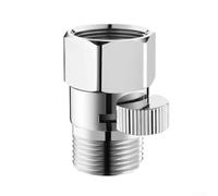 Lot de 2 robinets d'arrêt de douche en laiton avec filetages internes et externes pour pommeau de douche à main et fixation de pulvérisation de toilette, finition argentée (A)