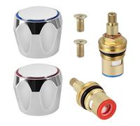Lot de 2 robinets de robinet 1/2" 20 dents Cartouche de robinet chaud froid Cartouche en céramique laiton disque haut pièces de rechange pour salle de bain et cuisine