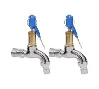 Lot de 2 robinets d'extérieur avec verrouillage mécanique à clé pour machine à laver, raccords de tuyau d'arrosage et distribution d'eau dans l'espace public Filetage G1/2
