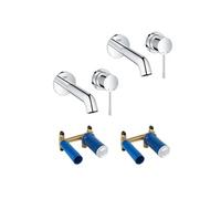 Lot de 2 robinets lavabo muraux Essence 2 trous taille M chromé