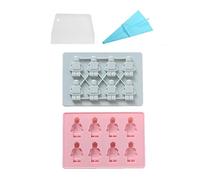 Lot De 2 Robots à 8 Cavités En Forme De Moules à Chocolat En Silicone Antiadhésif Pour Faire Des Glaçons, Gelée, Savon Au Chocolat, Façonnage De Bonbons Durs, Avec Poche à Pâtisserie Et Grattoir