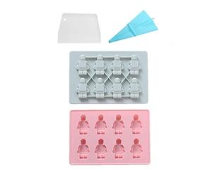 Lot De 2 Robots à 8 Cavités En Forme De Moules à Chocolat En Silicone Antiadhésif Pour Faire Des Glaçons, Gelée, Savon Au Chocolat, Façonnage De Bonbons Durs, Avec Poche à Pâtisserie Et Grattoir