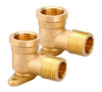 Lot de 2 rondelles murales coudées en laiton 1/2", 90°, raccord à vis, raccord mural pour système de tuyaux composites