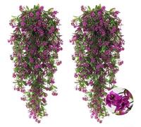 Lot de 2 roses artificielles à suspendre pour une utilisation décorative intérieure et extérieure dans les espaces de vie et les lieux d'événements (rouge violacé)