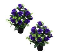 Lot de 2 roses artificielles lumineuses sans entretien pour décoration de tombe et commémoration de la maison