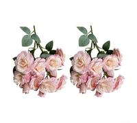 Lot de 2 roses en soie élégantes parfaites pour les mariages et la décoration de la maison. Fleurs artificielles magnifiquement conçues avec un aspect réaliste 53 cm Rose foncé/rose clair/blanc (rose