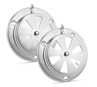 Lot de 2 rosettes d'aération en acier inoxydable - 95 mm Grille d'aération ronde verrouillable pour barbecue, four à gaz et poulailler (argenté)