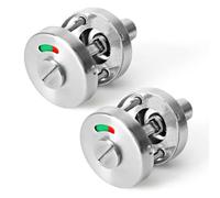 Lot de 2 rosettes de WC avec indicateur de signalisation, kit de rosace en acier inoxydable, ferrure de porte WC en acier inoxydable, serrure de porte de salle de bain avec indicateur rouge/vert