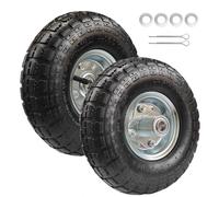 Lot de 2 Roue Tondeuse 4.10/3.50-4 Pneu Gonflable 4.10 3.50-4 pour Roue Brouette,Chariot de Jardin,Camion à Main,Wagon,Monte-Charges, Grues,260x85mm,Capacité de Charge Max. 136kg