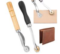 Lot de 2 roues à patrons de coupe, roulette de copie, outil de couture, roue à aiguilles, roulette à patron avec poignée en bois, roue dentée avec poignée en bois pour couture, point de croix, couture