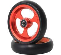 Lot De 2 Roues Avant De Rechange For Fauteuil Roulant De 4 Pouces, Roulettes En PU Massif For Fauteuil Roulant De Sport, Avec Moyeu(Red)