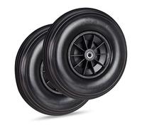 Lot de 2 roues de brouette caoutchouc 4.00-6, de rechange axe, increvable, essieu, 3 adaptateurs, 100 kg,noir