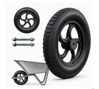 Lot de 2 roues de diable Relaxdays 3.25-8 caoutchouc plein roue complète jante acier axe inclus pour brouette noir