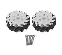 Lot de 2 roues de direction Omni de 127 mm de 127 mm, avec une capacité de charge de 45 kg et 12 roues en caoutchouc ainsi que des roulements pour la formation de bricolage - Châssis de robot RC