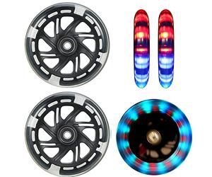 Lot de 2 roues de rechange 120 mm LED avec roulement à billes ABEC-9 120 mm clignotant LED pour trottinette Micro Globe Noir