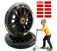 Lot de 2 roues de rechange clignotantes 120 mm, 10 autocollants d'avertissement, silencieuses et durables, pour trottinettes et trottinettes électriques