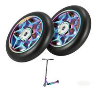 Lot de 2 roues de rechange colorées pour trottinette Stunt de 110 mm (avec roulement), roues de rechange en PVC, série colorée en alliage pour scooters