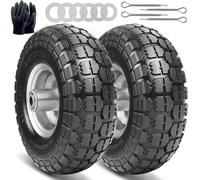 Lot de 2 roues de rechange pour diable, en caoutchouc plein, 4.10 3.50-4, 260 x 85 mm, essieu 16 mm