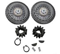 Lot de 2 roues de rechange pour tondeuse à gazon Honda HRR216 HRS216 HRT216 HRT216 avec clés de transmission et clips pour un mouvement efficace de la tondeuse à gazon (2 roues arrière + 2 vitesses)