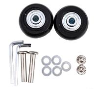 Lot de 2 roues de rechange robustes pour valise à roulettes avec double roulement - 40-70 mm - Noir - Convient pour valises, chariots, skates, scooters - Kit de réparation avec outils (40 mm x 18 mm)