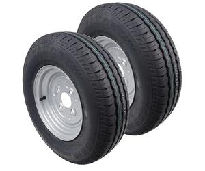 Lot de 2 roues de remorque 145/80R10 145R10, 145/10 LK 100 x 4, jante 3,50 x 10 145 10