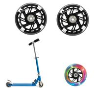 Lot de 2 roues de scooter lumineuses à LED, diamètre : 100 mm, noires, roulements à billes ABEC-9, conviennent pour toutes sortes de scooters