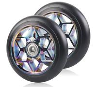 Lot de 2 roues de trottinette de 110 mm - Roues de rechange colorées 88A avec roulement ABEC-9 - Noyau à rayons en aluminium - Compatible avec toutes sortes de trottinettes