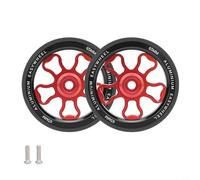 Lot de 2 roues de vélo pliables de 70 mm en alliage d'aluminium avec roulement pour Brompton et profil en caoutchouc résistant à l'usure pour un fonctionnement lisse, avec vis de fixation (rouge)