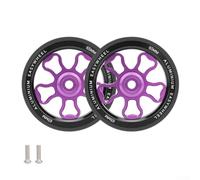 Lot de 2 roues de vélo pliables en alliage d'aluminium et caoutchouc avec 2 vis, pour vélos Brompton et 360 vélos pliants (violet)