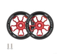 Lot de 2 roues de vélo pliables en alliage d'aluminium et caoutchouc avec 2 vis, pour vélos Brompton et 360 vélos pliants (rouge)