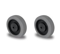 Lot de 2 roues encastrables de 125 mm - Roulettes en caoutchouc gris robustes avec surface sans trace - Roulement à billes M10 durable - Accessoires d'essieu inclus - Parfait pour une mobilité