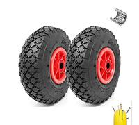 Lot de 2 Roues Pleines Anti-crevaison en Polyuréthane 3.00 - 4 Pneus Roues de Chariot en Polyuréthane