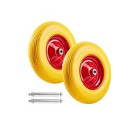 Lot de 2 roues pour brouette caoutchouc plein en caoutchouc plein avec jante en acier jaune