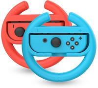 Lot De 2 (Rouge + Bleu) Compatibles Avec Les Manettes De Volant Nintendo Switch, Accessoires De Jeu De Course, Poignées De Manette Joy Con Pour Mario Race