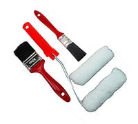 Lot de 2 rouleaux à peinture avec pinceaux plats pour peinture murale + 2 rouleaux + 2 pinceaux plats