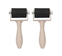 Lot de 2 rouleaux Brayer, 3,5 cm, poignée en plastique, gravure, peinture à l'encre Brayer, rouleau en caoutchouc, outil d'estampage pour la gravure, l'impression à l'encre, (Couleur originale)