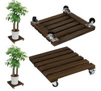 Lot de 2 rouleaux carrés pour plantes - 35 x 35 cm - Planche à roulettes ronde - Charge maximale : 100 kg - Soucoupe avec roulettes