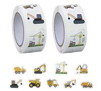 Lot de 2 rouleaux d'autocollants pour chantier de construction, véhicules pour enfants, pelleteuse, bricolage, tracteur, décoration pour bouteille, ordinateur portable, album, fête, cadeau de
