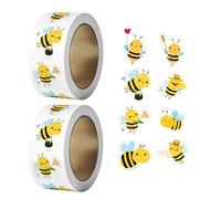 Lot de 2 rouleaux de 1000 autocollants abeilles, petits autocollants de récompense, autocollants animaux mignons, autocollants de récompense, autocollants abeilles, autocollants mignons pour