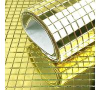 Lot de 2 rouleaux de 3 200 carreaux de mosaïque autocollants pour miroir, carrelage de Noël, loisirs créatifs, décoration murale (5 x 5 mm, doré)