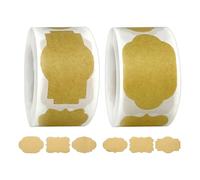 Lot de 2 rouleaux de 500 étiquettes en papier kraft vintage pour un usage domestique, 6 designs uniques pour les cosmétiques, les aliments, les bouteilles, la pâtisserie, la décoration et les cadeaux.