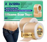Lot de 2 rouleaux de bandes de silicone pour cicatrices 2« x 120 » (2 rouleaux de 3 m) - Bandes de silicone lavables et réutilisables à forte adhérence - Bandes de silicone pour cicatrices chirurgical