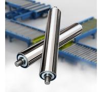 Lot de 2 rouleaux de convoyeur commerciaux portables en acier inoxydable, remplacement pour convoyeurs non motorisés, 38 mm de diamètre, 450 mm de long, solution de transport robuste.