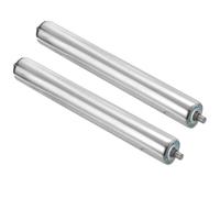 Lot de 2 rouleaux de convoyeur en acier inoxydable pour systèmes de courroie, composants d'engrenage, extrémités revêtues de zinc (38 mm et 500 mm de longueur)