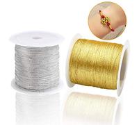 Lot de 2 rouleaux de cordon métallique coloré pour cadeaux, bijoux, bricolage, artisanat