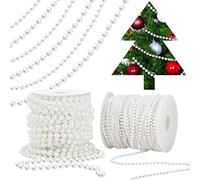 Lot de 2 rouleaux de fausses perles de 3 mm et 6 mm pour décoration de fête de mariage, loisirs créatifs, 30 m au total