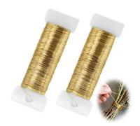Lot de 2 Rouleaux de Fil de Bricolage Fin, Fil pour Bijoux Doré, 0,35 mm*50m Fil Metallique pour Bijoux pour le Bricolage, Fabrication de Bijoux, Fil Floral, Bouquet de Fleurs, Enroulement de Tige